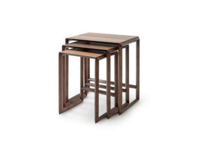 Scandinavian side tables made of oak wood, new 3-piece set